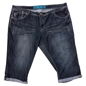 Hydraulic Plus Size 26 Denim Capri Jeans Dark Wash Embroidered Festival Boho